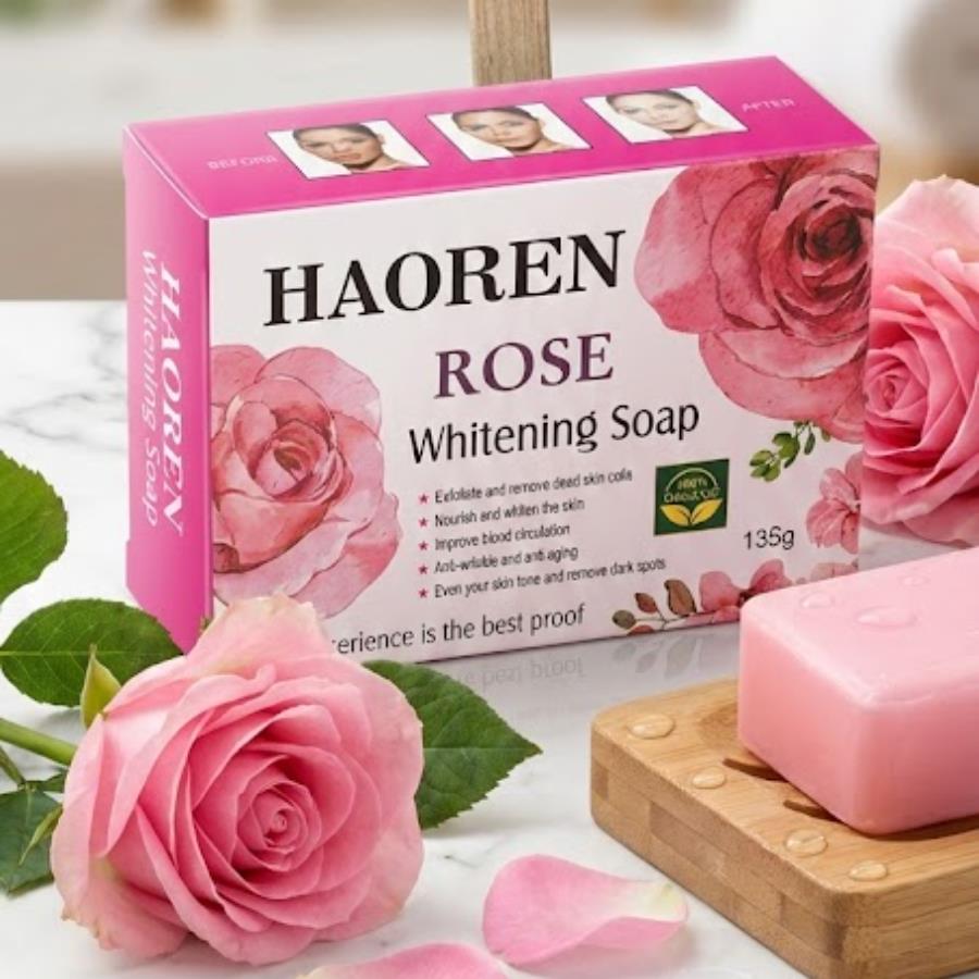 Haoren Rose Whitening Soap – Jabón Aclarante de Rosa (135 g)